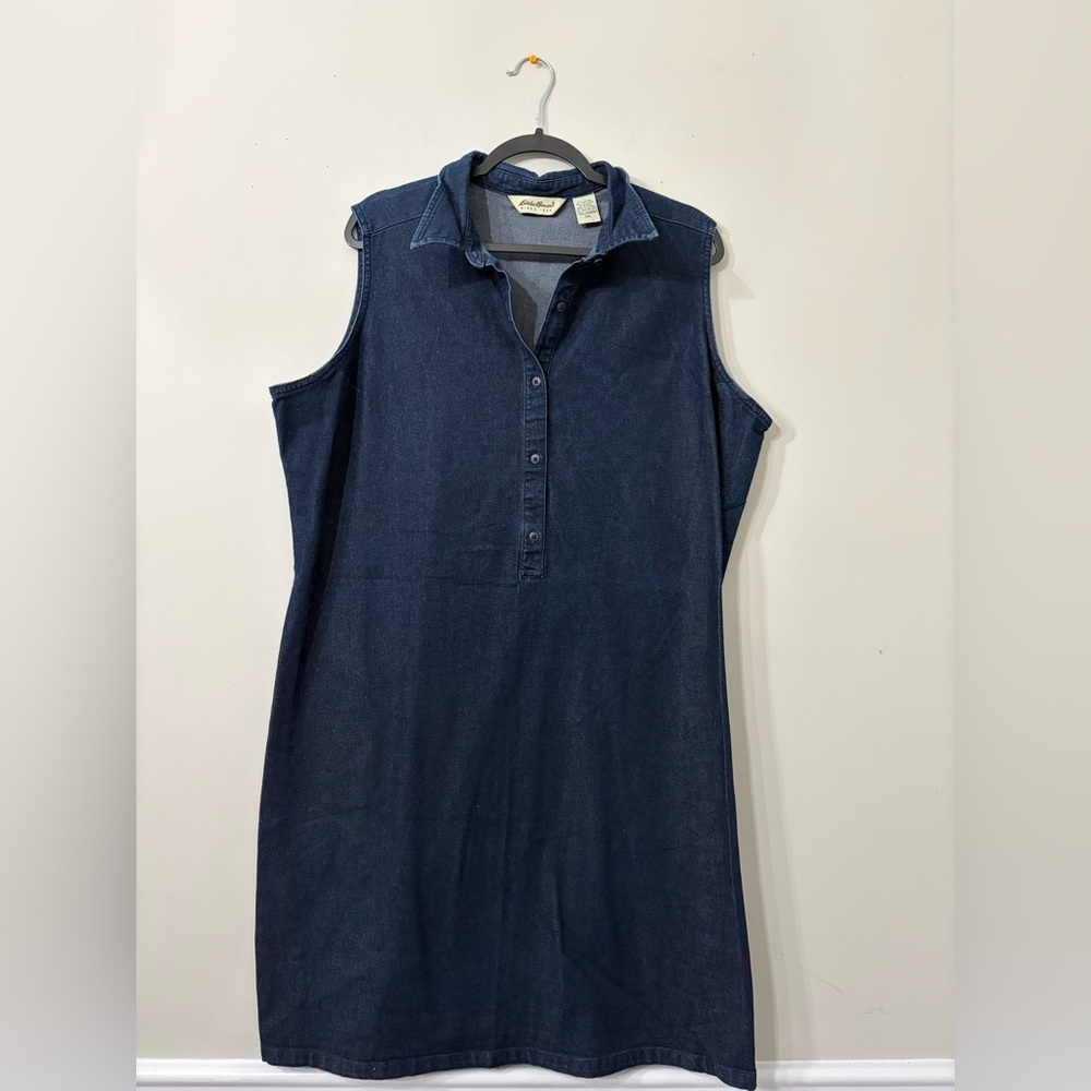 Eddie Bauer Sleeveless Denim Dress - Dark Blue - Picture 1 of 2